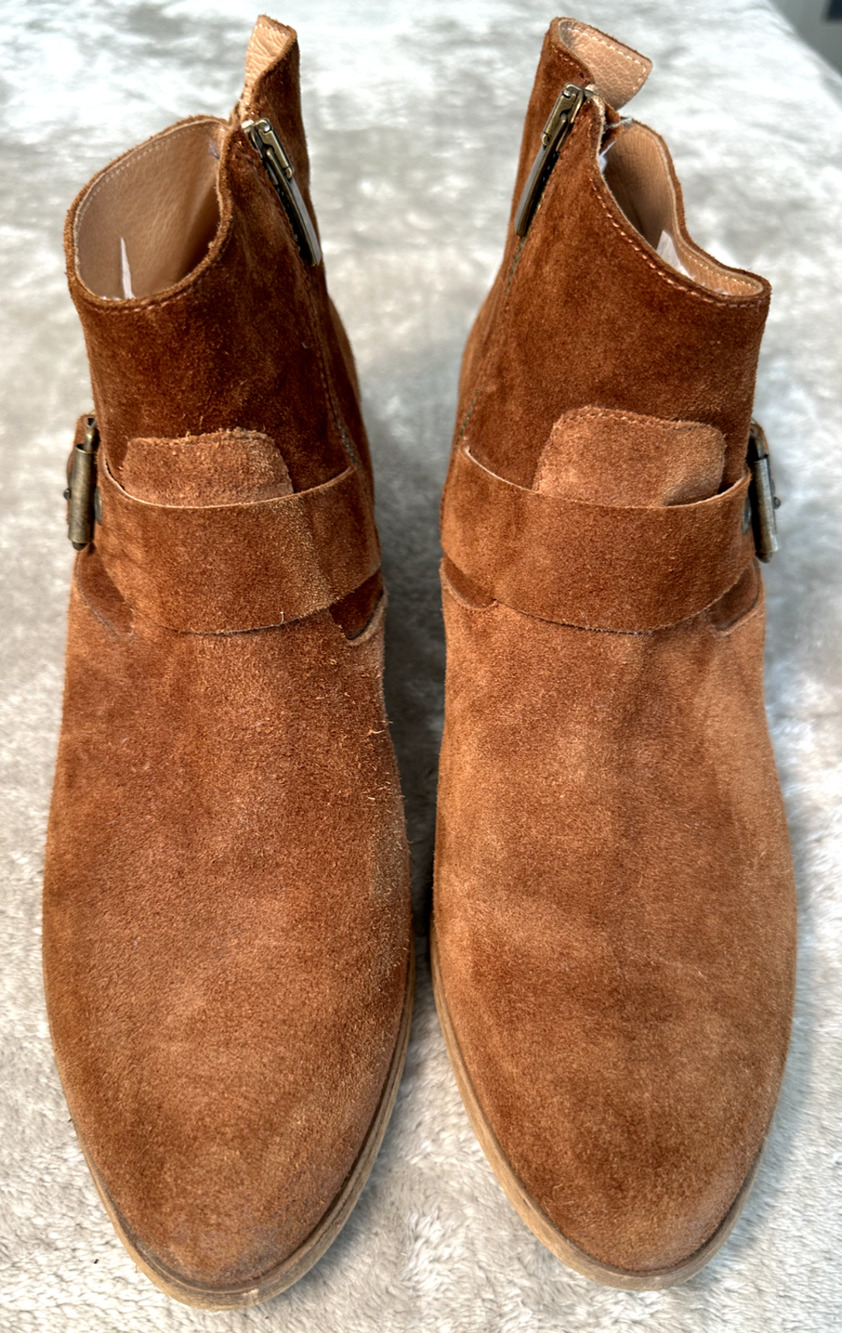 Sundance by Vera Gomma Viola Rust Suede Western Ankle Boots Womens 10 EU 41